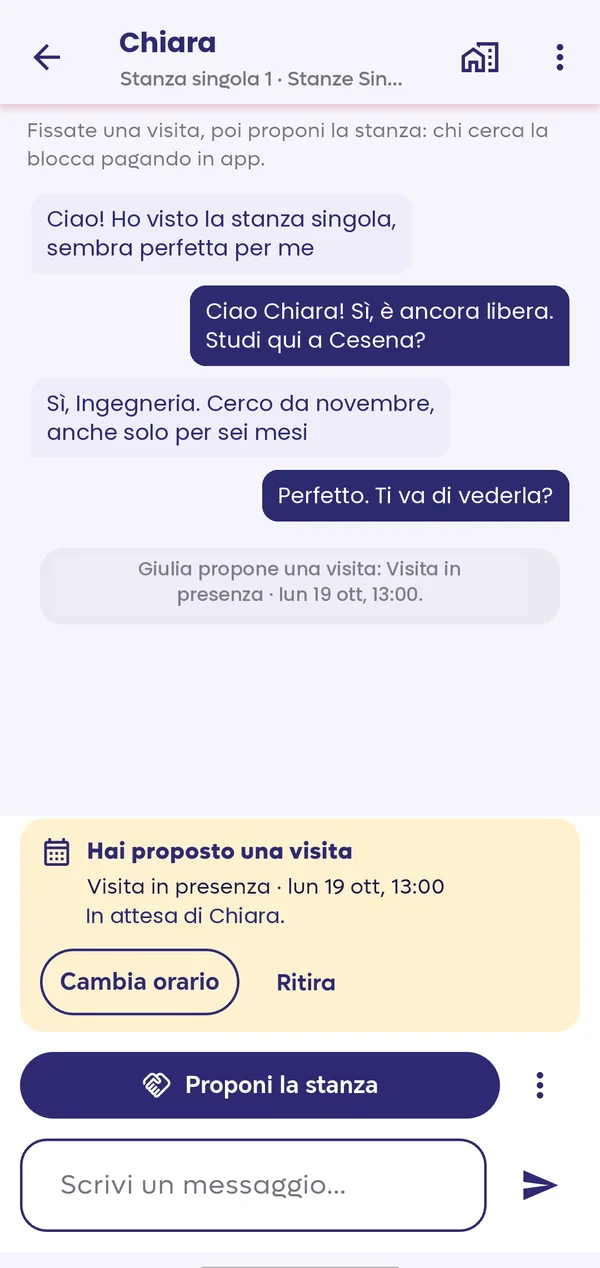 La visita si fissa in chat