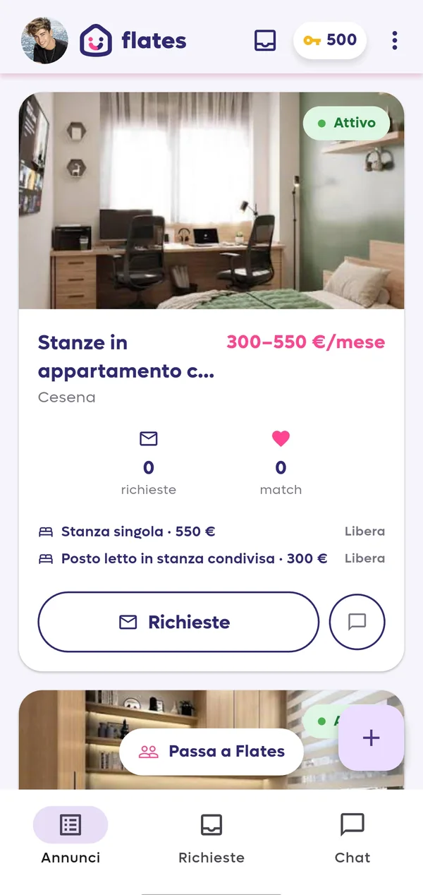 Il tasto Passa a Flates: la modalità Host, per chi affitta